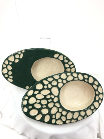 portacandele pottery bicolore